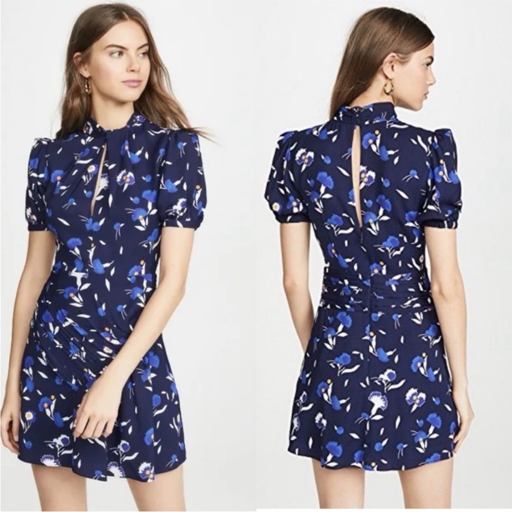 NWOT Self Portrait Blue Botanical Mini‎ Dress Size 8